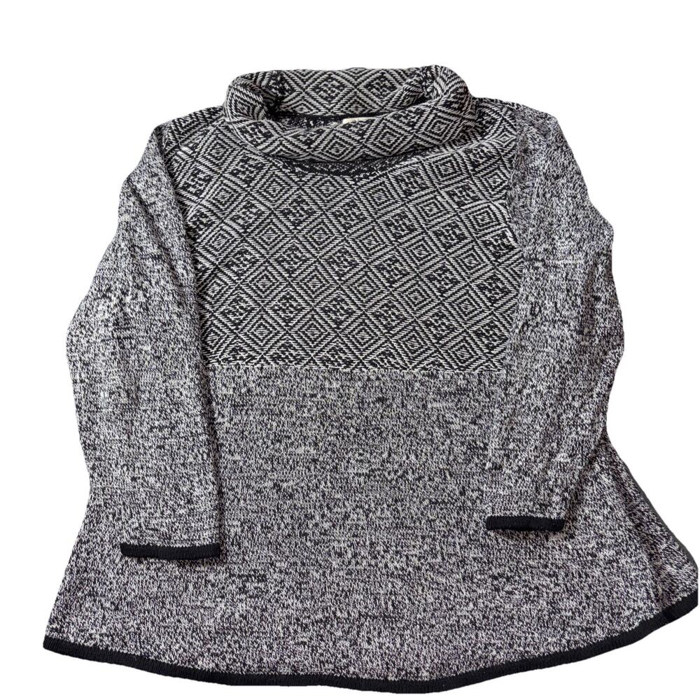 Style & Co Plus‎ Size 2X Ribbed Long Sleeve Turtleneck 100% Cotton Black & White